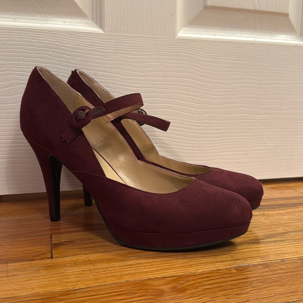 Maroon Maryjane Heels - vintage, pinup, rockabilly, 50s